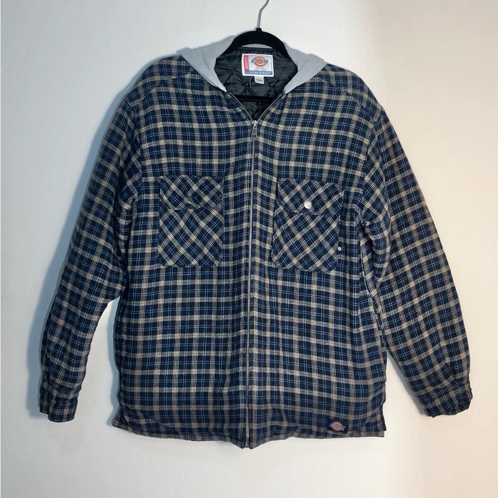 DICKIES Men’s Work Coat Jacket SZ M Winter Plaid Quilted Hood A Legend in Work
